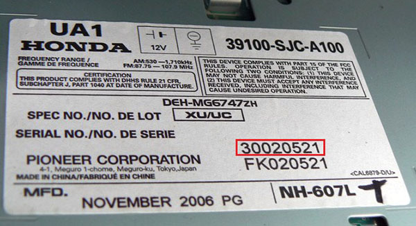 autoradio code Honda S2000 gratuit